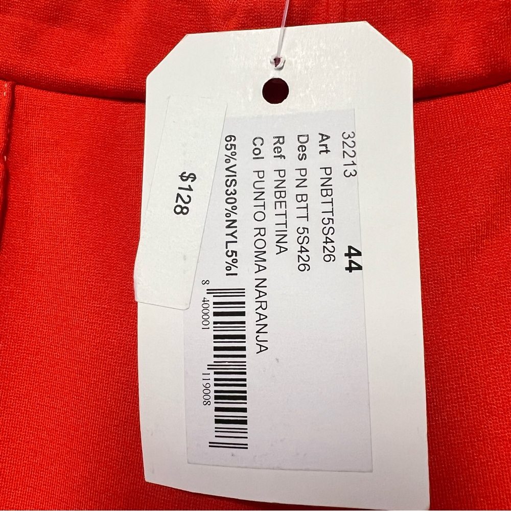 Vilagallo Bright Red/Orange Wide-Leg Cropped Pants – Size 44 (US ~12) - Picture 4 of 5